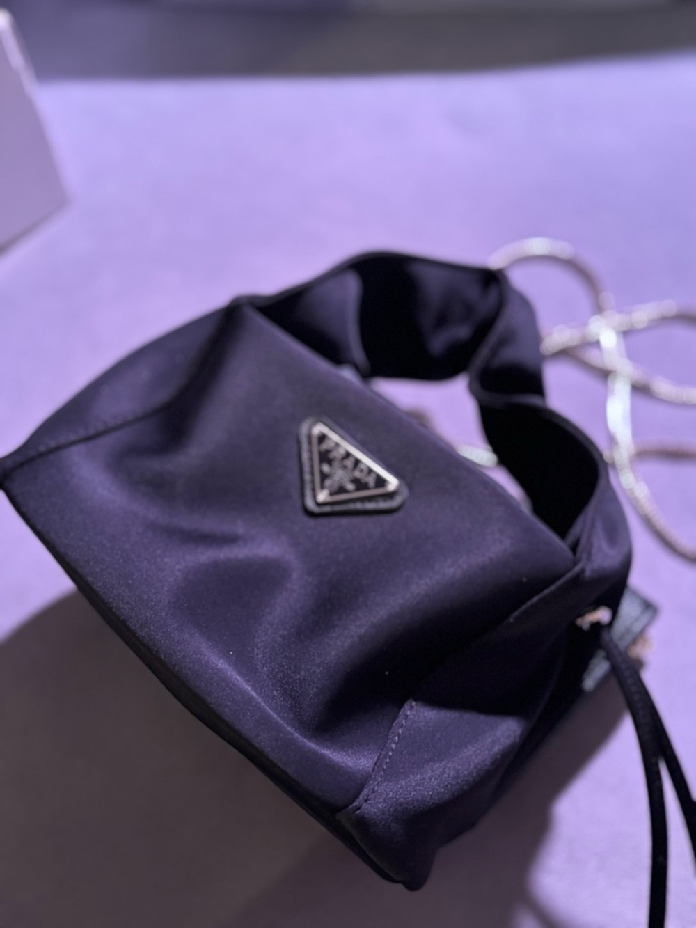 Luxury Black Nylon Mini Chain Shoulder Bag